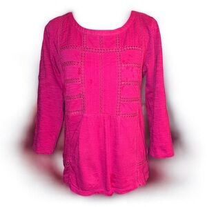 Talbots Women's Pink Embroidered
Tunic‎ Top Size S Long Sleeve
Lightweight